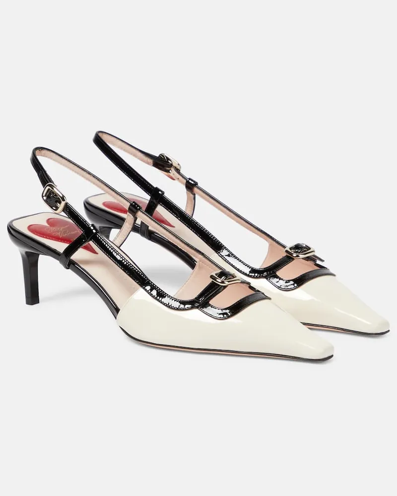 Roger Vivier Slingback-Pumps Viv’ Canard aus Lackleder Weiß
