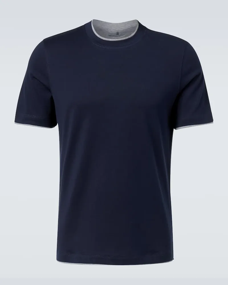 Brunello Cucinelli T-Shirt aus Baumwoll-Jersey Blau