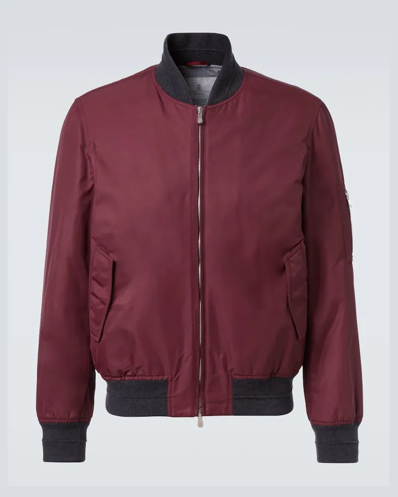 Brunello Cucinelli Wattierte Bomberjacke Burgunderrot