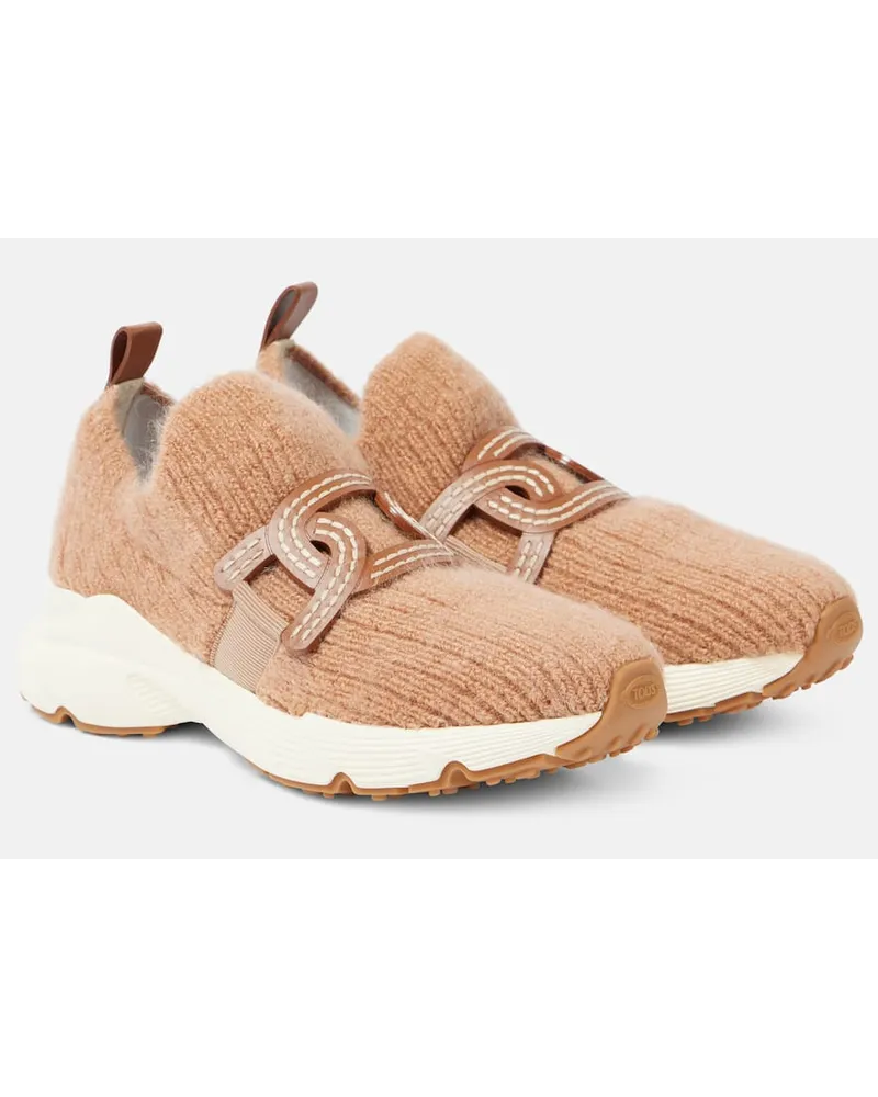 TOD'S Sneakers Kate aus Strick mit Leder Braun