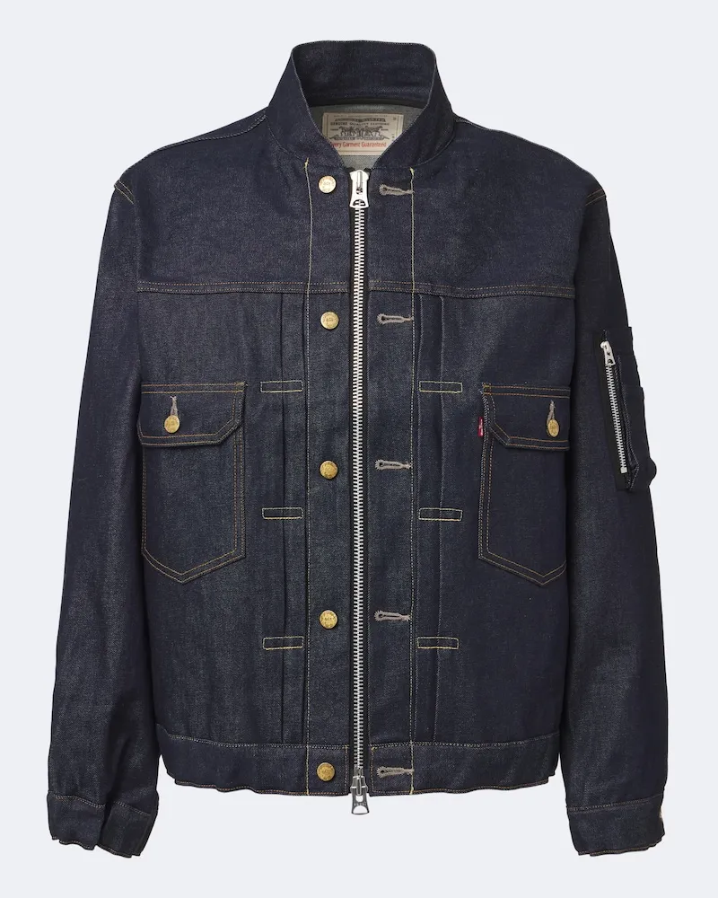 Sacai Bomberjacke aus Denim Blau