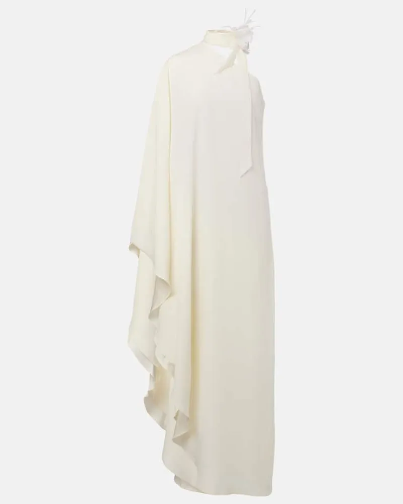 Taller Marmo Maxikleid Bolkan Garden mit Federn Weiß