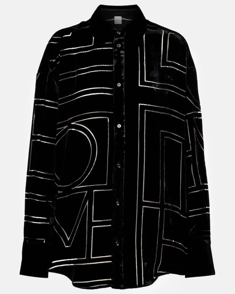 Totême Oversize-Hemd aus Devoré Schwarz