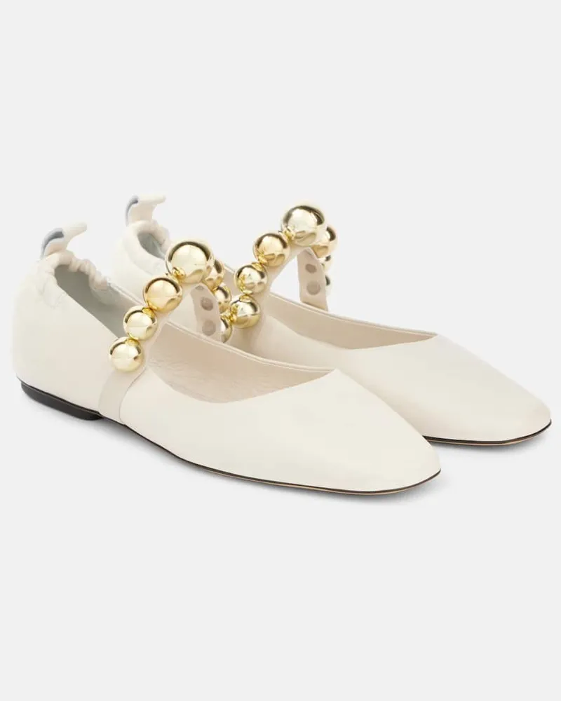 SOULIERS MARTINEZ Mary-Jane-Ballerinas Flamenca aus Leder Weiß