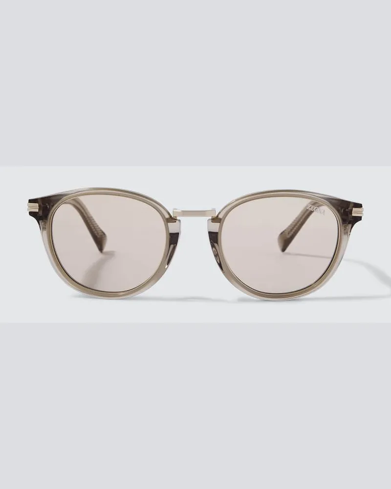 Ermenegildo Zegna Runde Sonnenbrille Braun