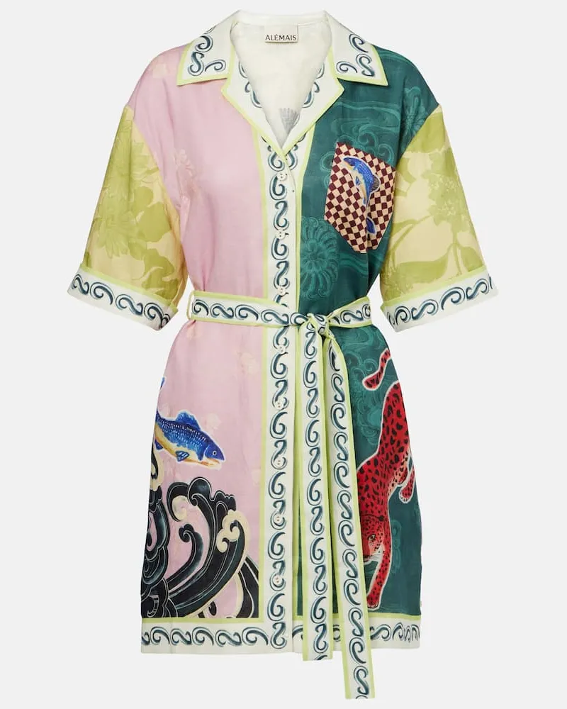 ALEMAIS Alémais Minikleid Rooster aus Leinen Multicolor
