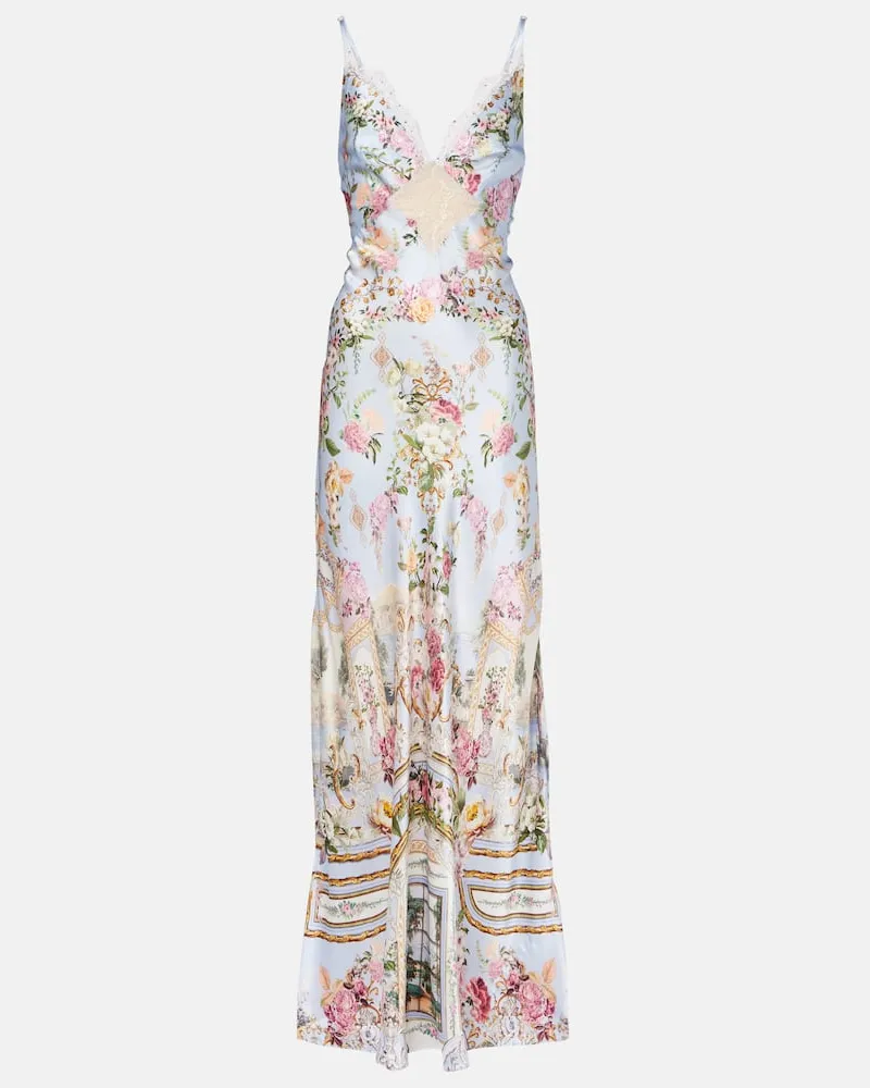 Camilla Maxikleid Tiled In Time aus Seide mit Spitze Multicolor