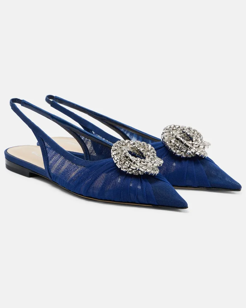Mach & Mach Slingback-Ballerinas Galaxy 15 mit Kristallen Blau