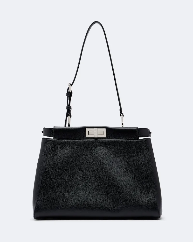 Fendi Peekaboo® Medium Henkeltasche aus Leder Schwarz