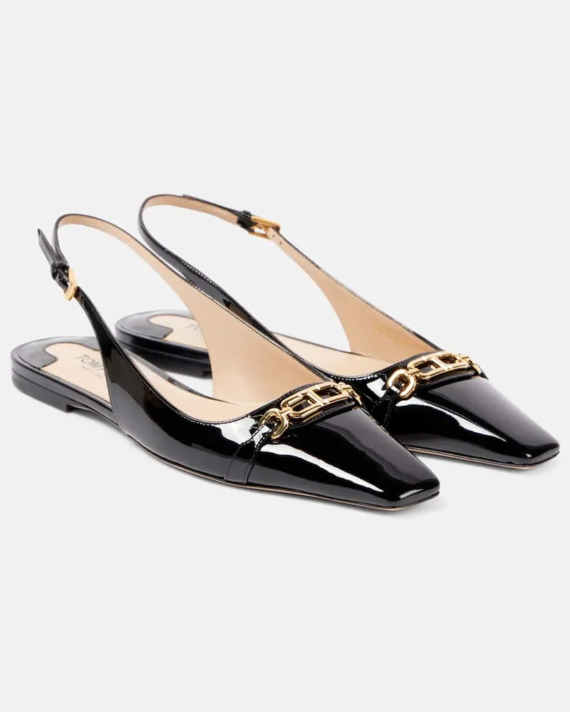 Tom Ford Slingback-Ballerinas Whitney aus Lackleder Schwarz