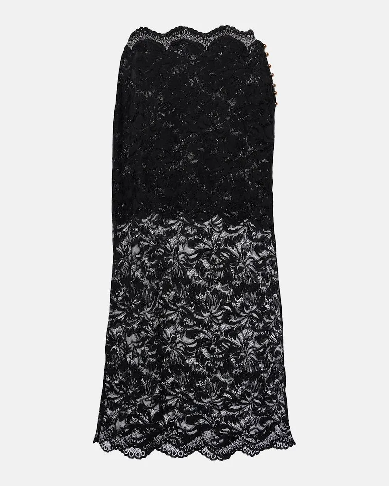 Paco Rabanne Midirock aus Spitze Schwarz
