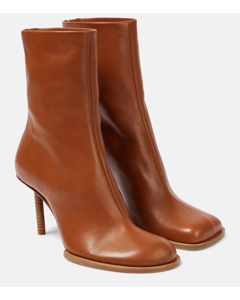 Jacquemus Ankle Boots Les Bottines Rond Carre aus Leder Braun