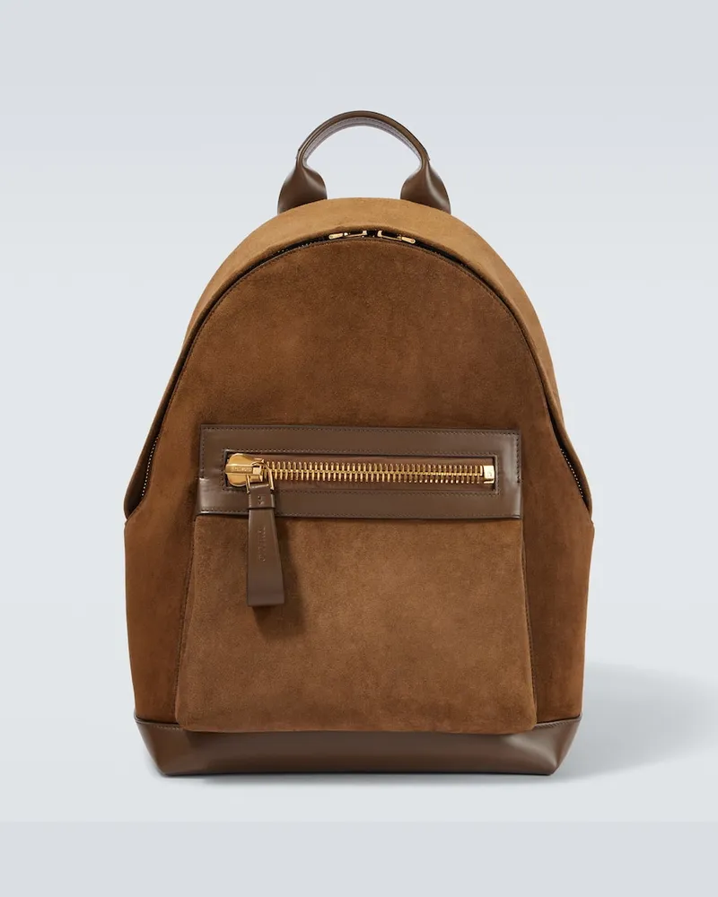 Tom Ford Rucksack Buckley aus Veloursleder und Leder Braun