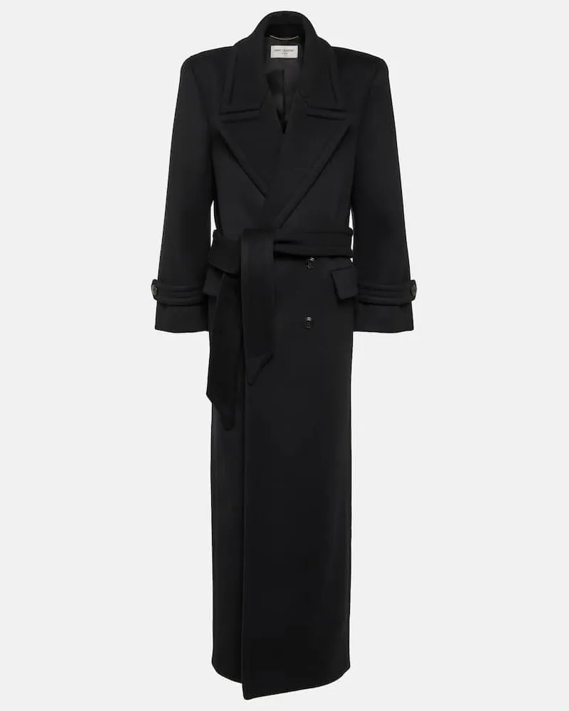 Saint Laurent Mantel aus Wolle Schwarz