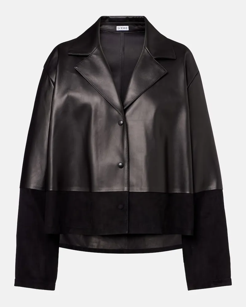Loewe Lederjacke mit Veloursleder Schwarz