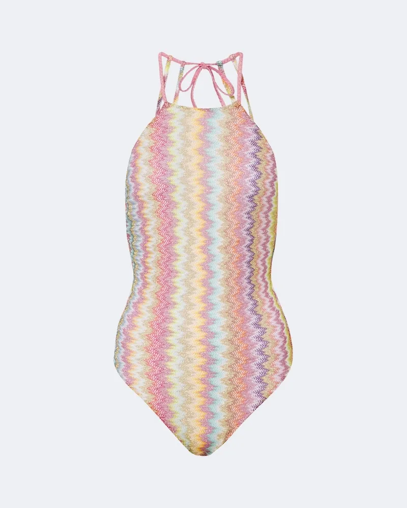 Missoni Badeanzug Zigzag aus Häkelstrick Multicolor