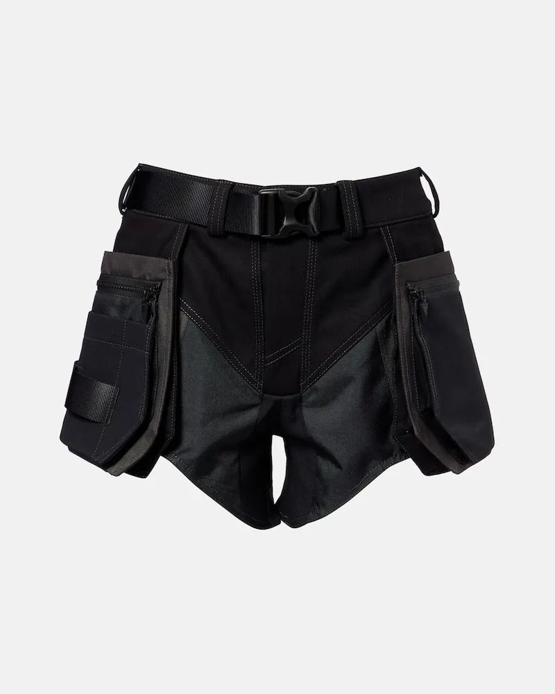 Thierry Mugler Low-Rise-Shorts aus Baumwolle Schwarz