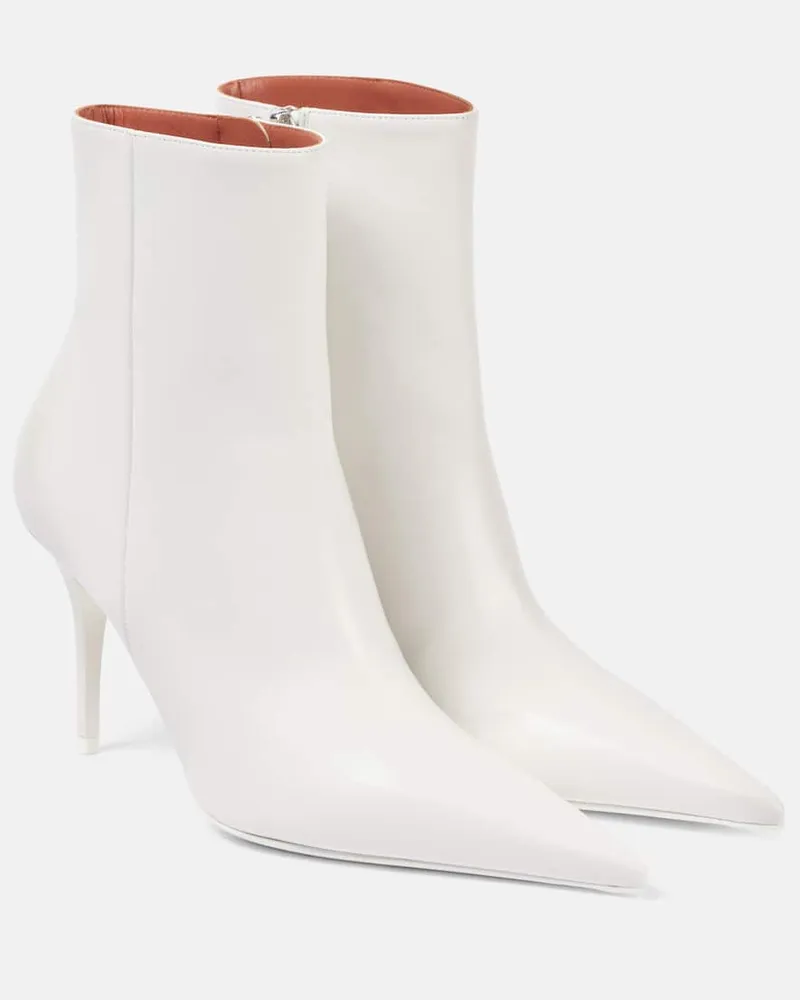 Amina Muaddi Ankle Boots Barbara 90 aus Leder Weiß