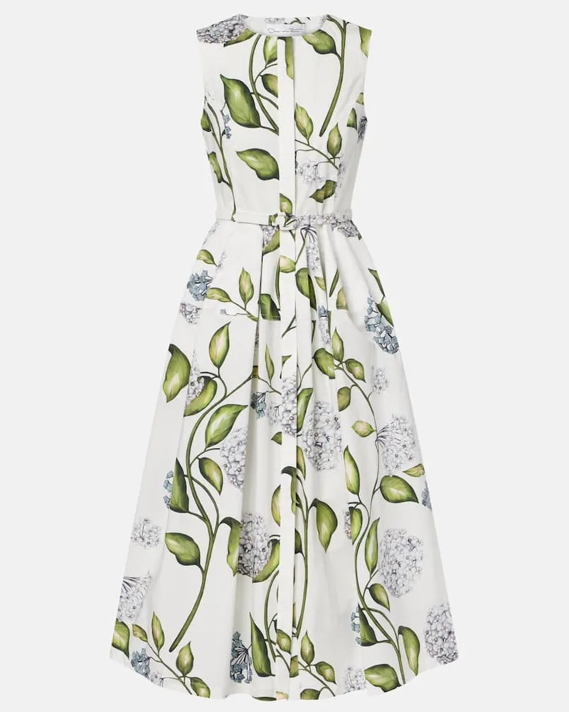 Oscar de la Renta Midikleid Constantinopoli aus einem Baumwollgemisch Weiß