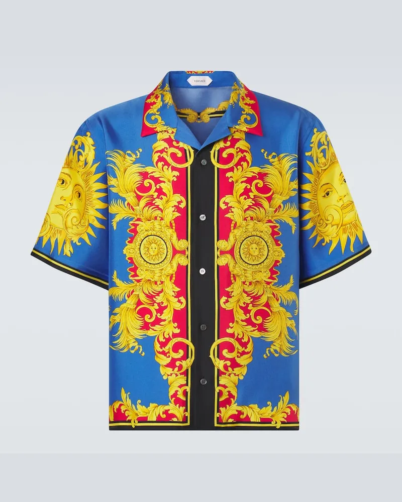 Versace Bedrucktes Hemd aus Seide Multicolor