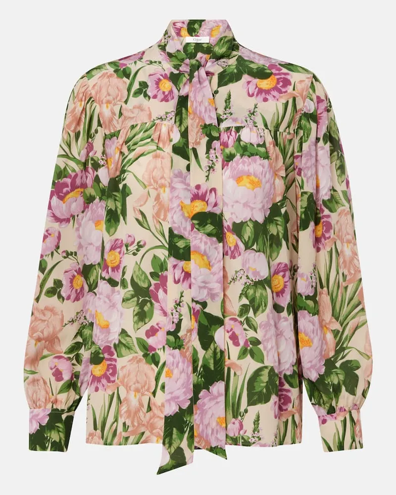 Chloé Chloé Bluse aus Crêpe de Chine aus Seide Multicolor