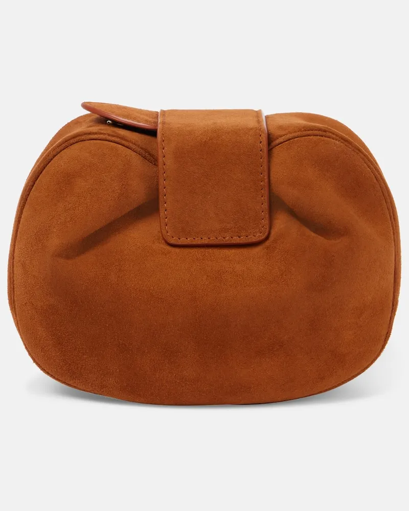 Gabriela Hearst Clutch Demi aus Veloursleder Braun