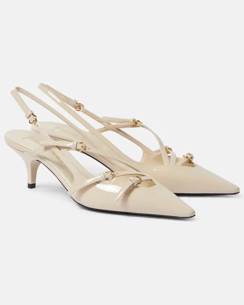 Miu Miu Slingback-Pumps aus Lackleder Weiß