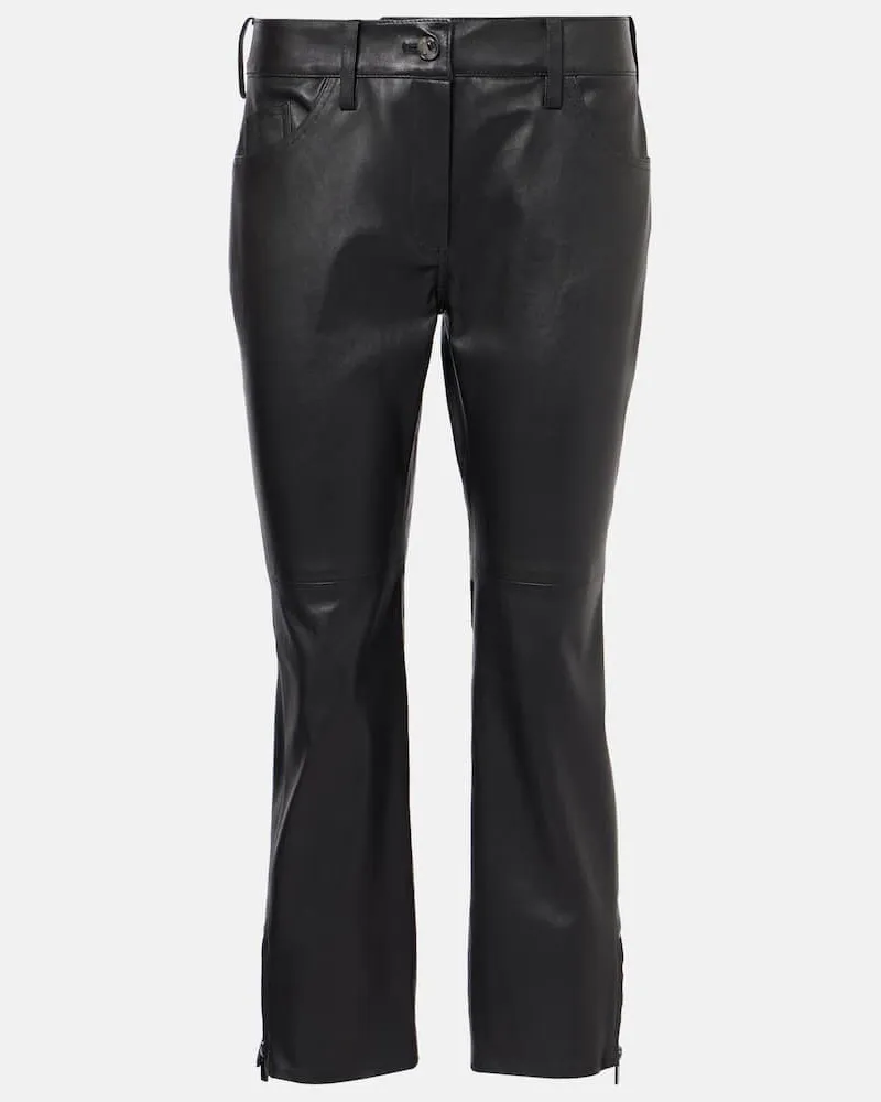 Magda Butrym Low-Rise-Caprihose aus Leder Schwarz