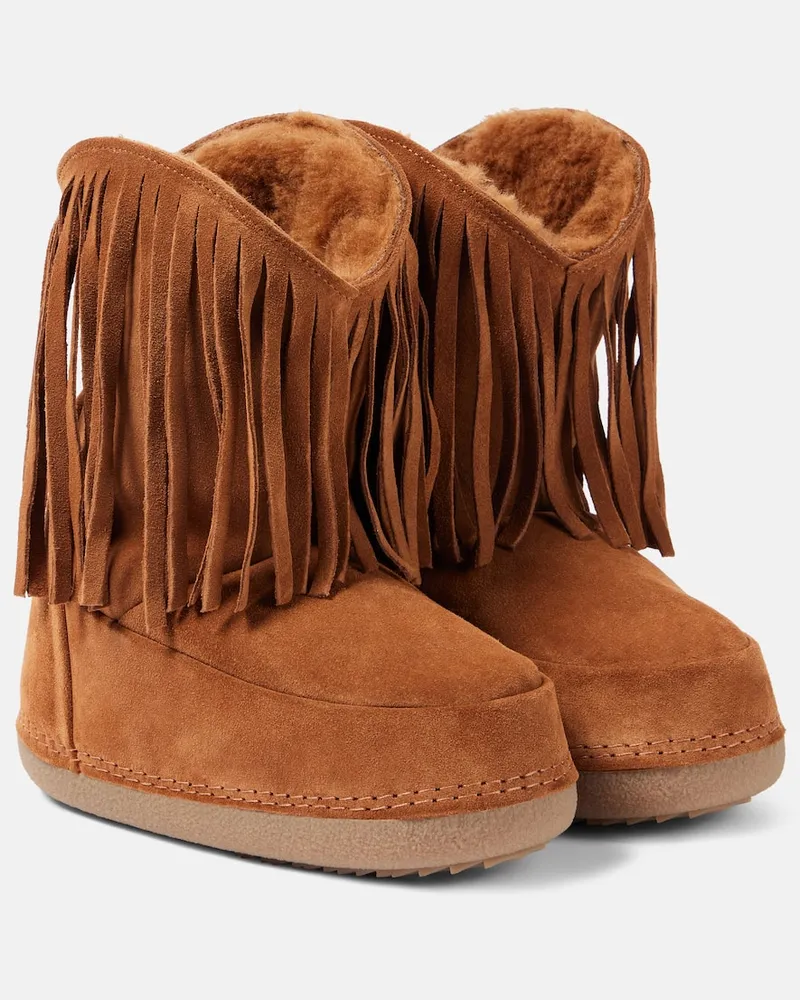INUIKII Schneestiefel Cowboy Fringes aus Veloursleder Braun