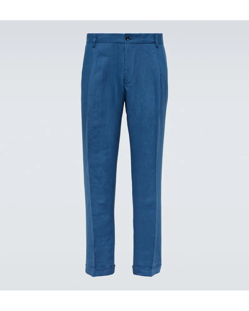 Dolce & Gabbana Schmale Hose aus Leinen Blau