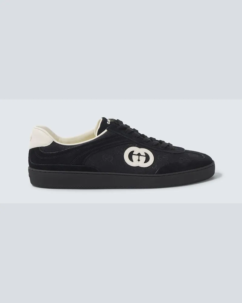 Gucci Sneakers G75 aus Veloursleder und Canvas Schwarz