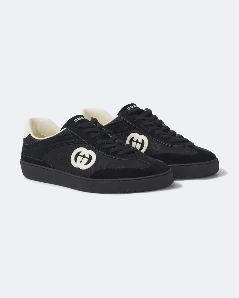 Gucci Sneakers G75 aus Veloursleder und Canvas Schwarz