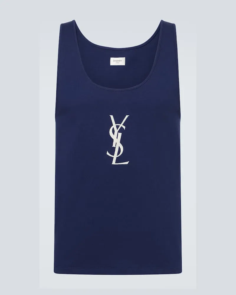 Saint Laurent Top Cassandre aus Baumwolle Blau
