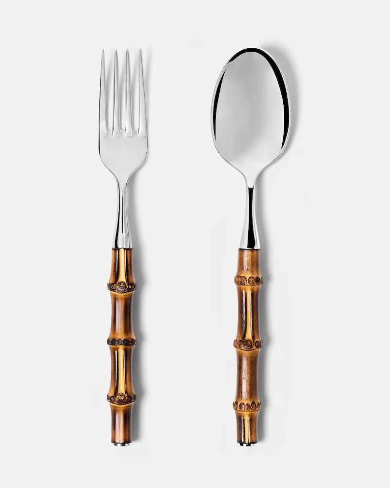 Gucci Set Bamboo aus Gabel und Löffel Braun