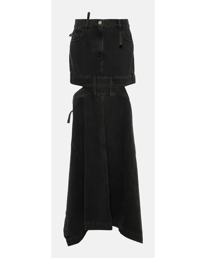 ATTICO Maxirock aus Denim Schwarz
