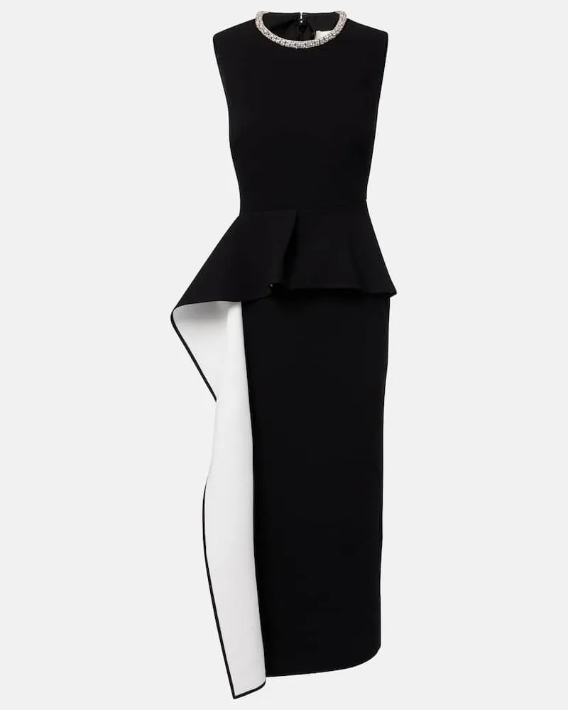 Roland Mouret Midikleid aus Crêpe mit Kristallen Schwarz