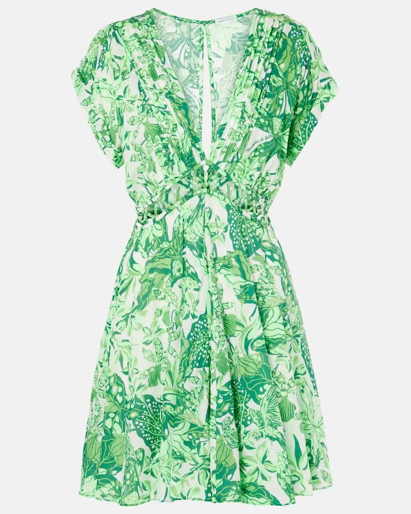 Poupette St Barth Bedrucktes Minikleid Cecile Grün