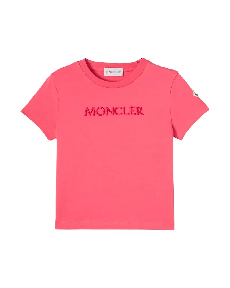 Moncler Besticktes T-Shirt aus Baumwoll-Jersey Pink
