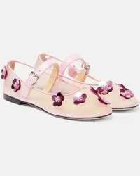 Mach & Mach Verzierte Mary-Jane-Ballerinas mit Leder Pink