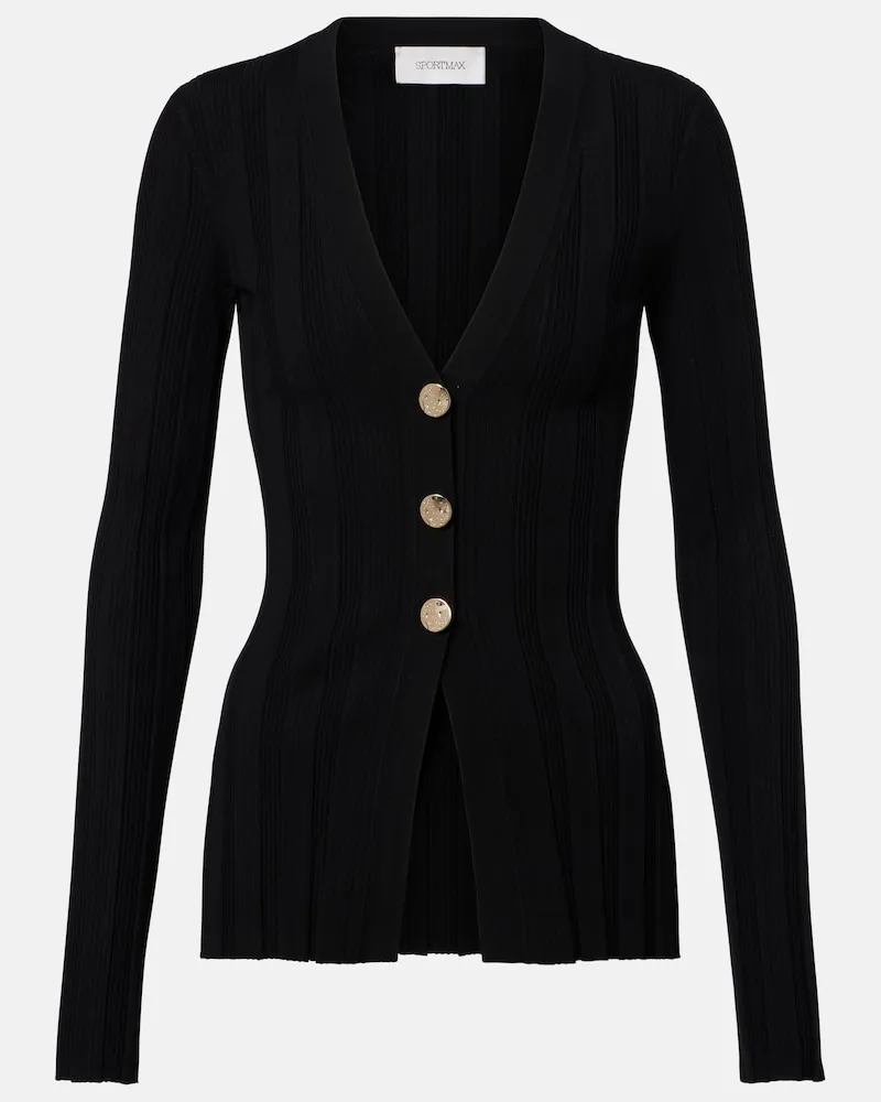 SPORTMAX Cardigan aus Rippstrick Schwarz