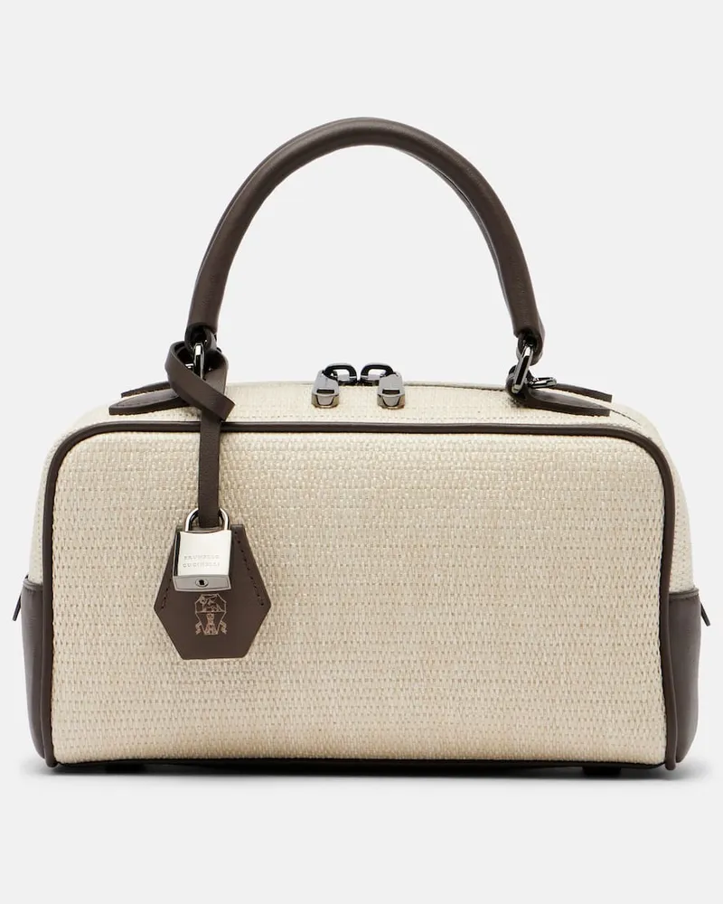 Brunello Cucinelli Henkeltasche mit Leder Beige