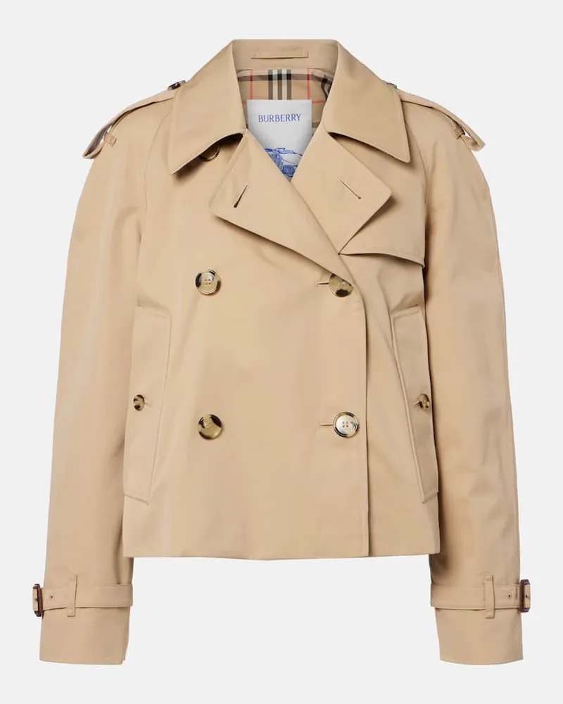 Burberry Cropped-Jacke aus Baumwoll-Gabardine Beige