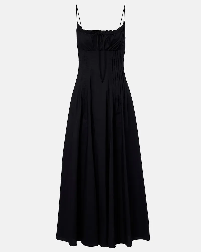STAUD Midikleid Margi aus Baumwollpopeline Schwarz