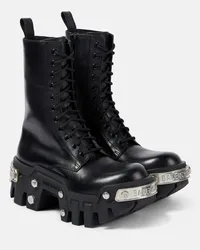 Balenciaga Ankle Boots Bulldozer aus Leder Schwarz