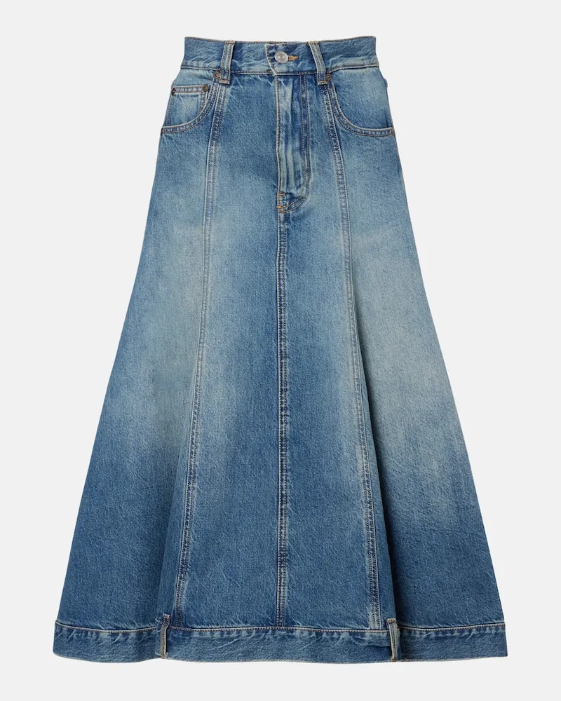 Victoria Beckham Midirock aus Denim Blau
