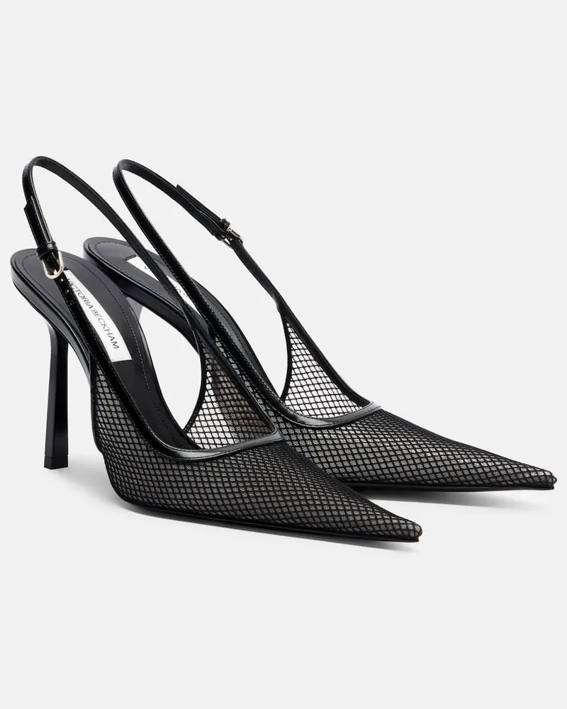 Victoria Beckham Slingback-Pumps aus Mesh und Leder Schwarz