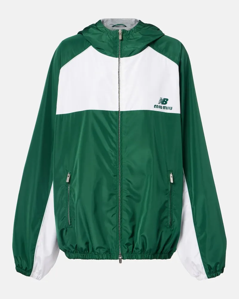 Miu Miu X New Balance Trainingsjacke aus Popeline Grün