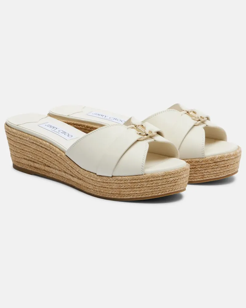 Jimmy Choo Espadrille-Pantoletten Leda Weiß