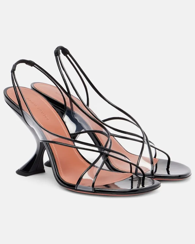 Amina Muaddi Sandalen Lena 90 mit Lackleder Schwarz