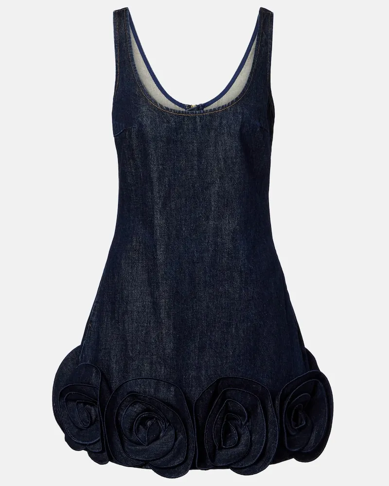 Self-Portrait Bustier-Kleid aus Denim Grau